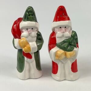 Vtg Boston Warehouse Santa Salt Pepper Shakers Set Ceramic 70s Christmas Decor
